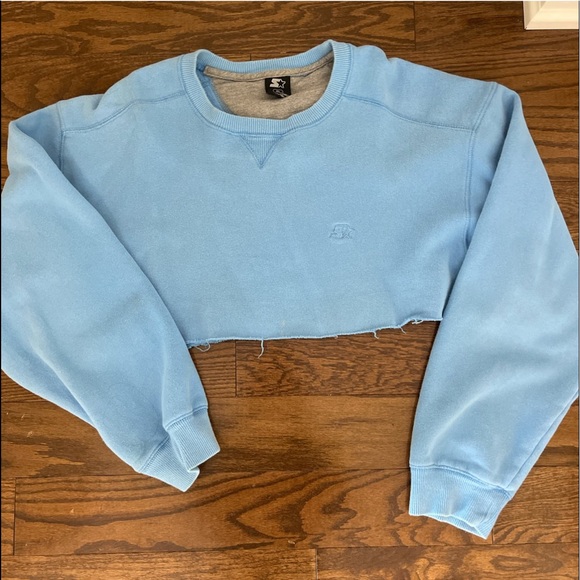 Cropped blue crew neck sweater - Picture 1 of 1